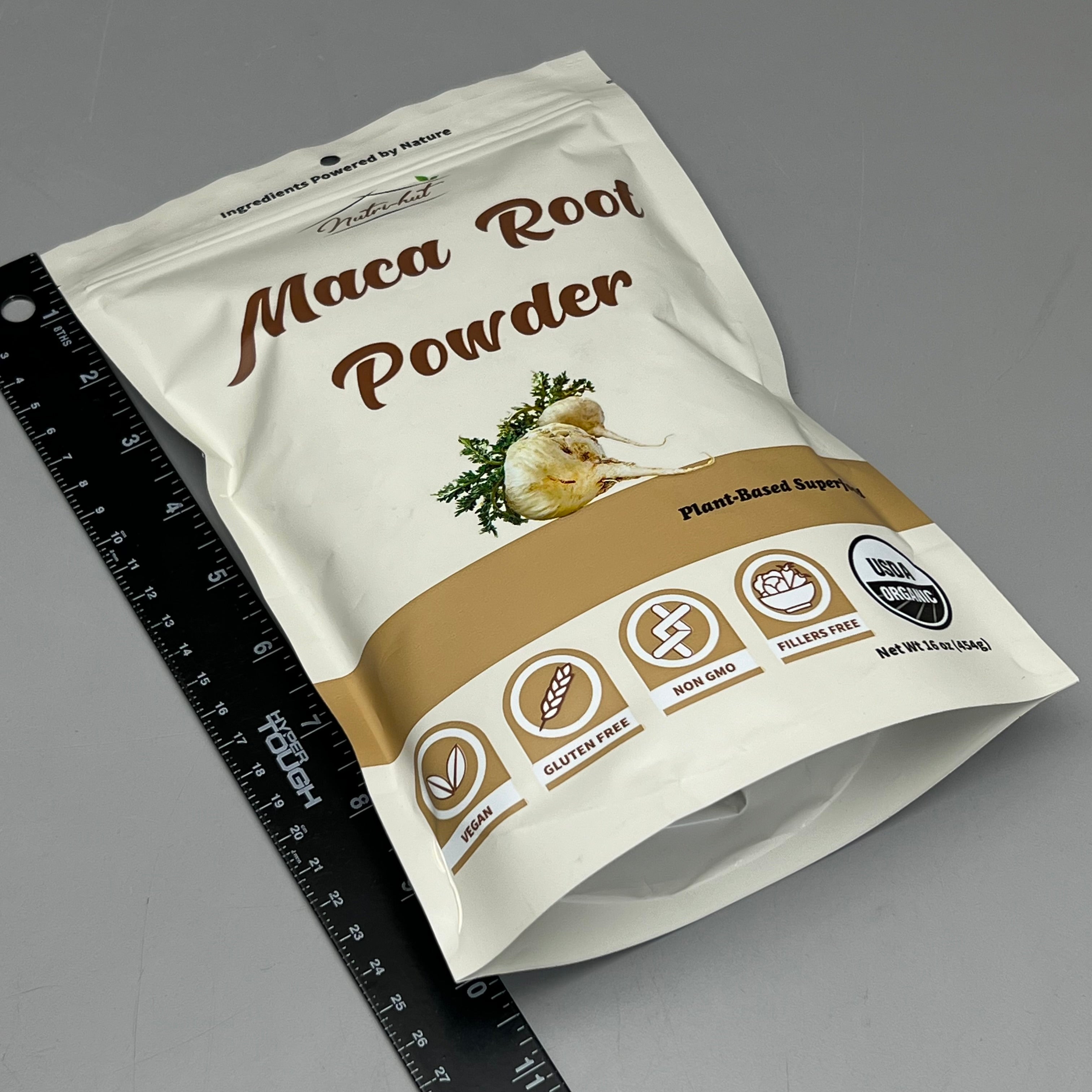 NUTRI-HUT Organic Maca Root Powder 16 oz Vegan, Non-GMO, Gluten Free BB 07/25