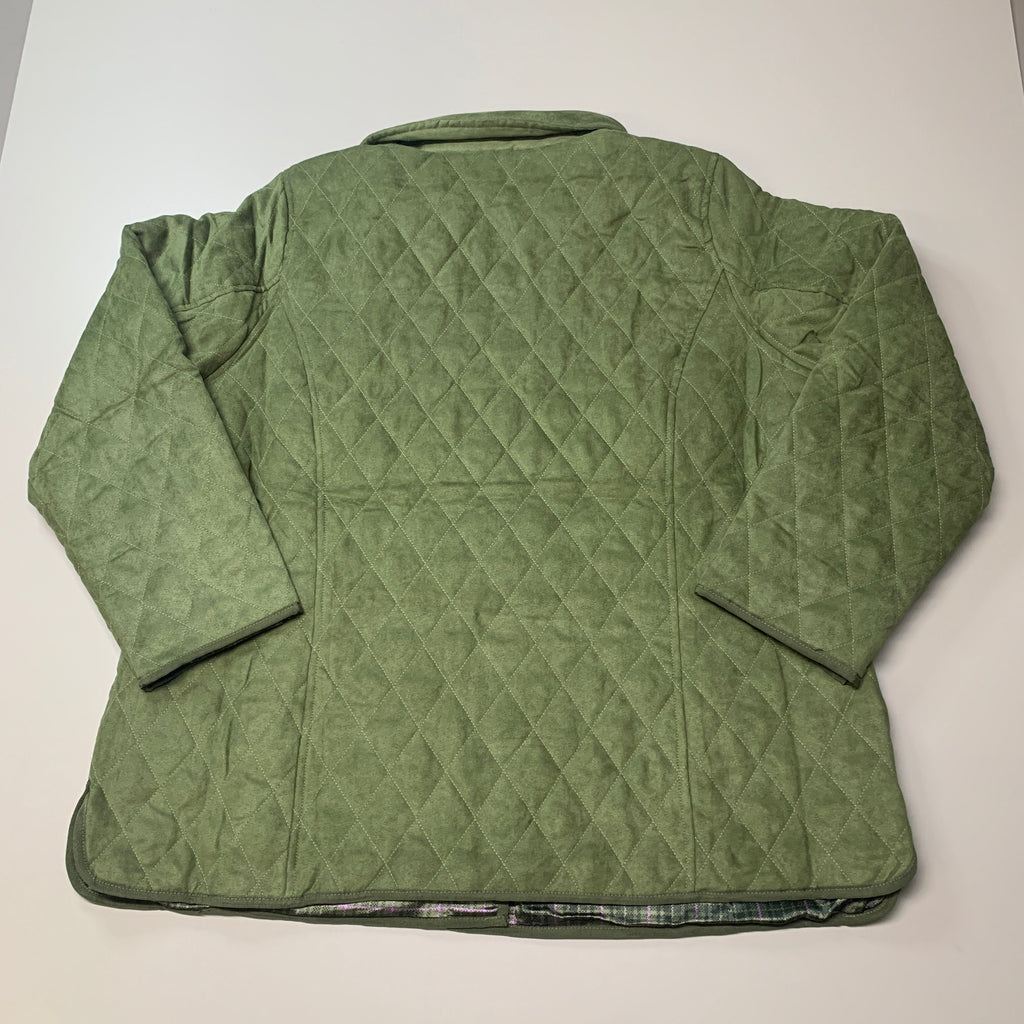 BRIDGE HAMPTON ISSAC MIZRAHI LIVE! Faux Suede Coat Full Snap Up Basil Size 3X