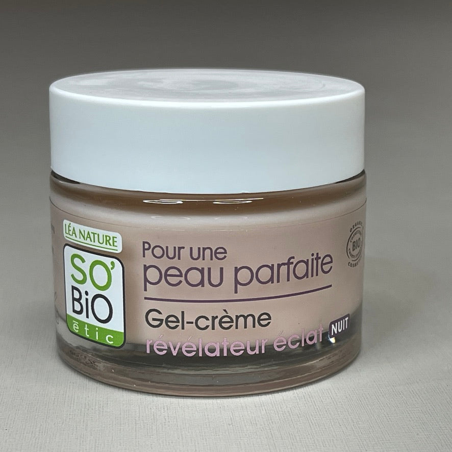 SO BIO etic Radiance Revealing Gel-Cream Night Organic Lotus Flower Hamamelis Zinc 1.69 fl oz (New)