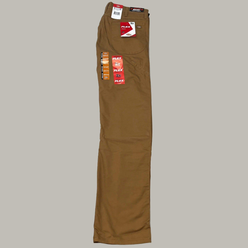 DICKIES Flex Regular Fit Double Knee Pant Men's Sz 42X30 Stonewashed Brown Duck