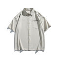 Simple letter embroidery casual short sleeved shirt men's half sleeved shirt