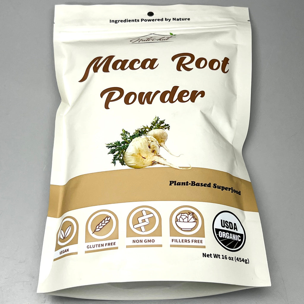 NUTRI-HUT Organic Maca Root Powder 16 oz Vegan, Non-GMO, Gluten Free BB 07/25