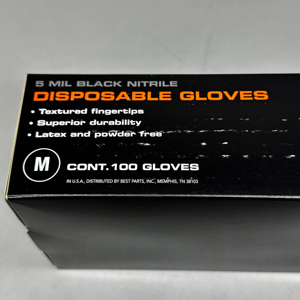AUTOWURKS (100 PACK) Black Nitrile Disposable Gloves Size: Medium MKL-000M