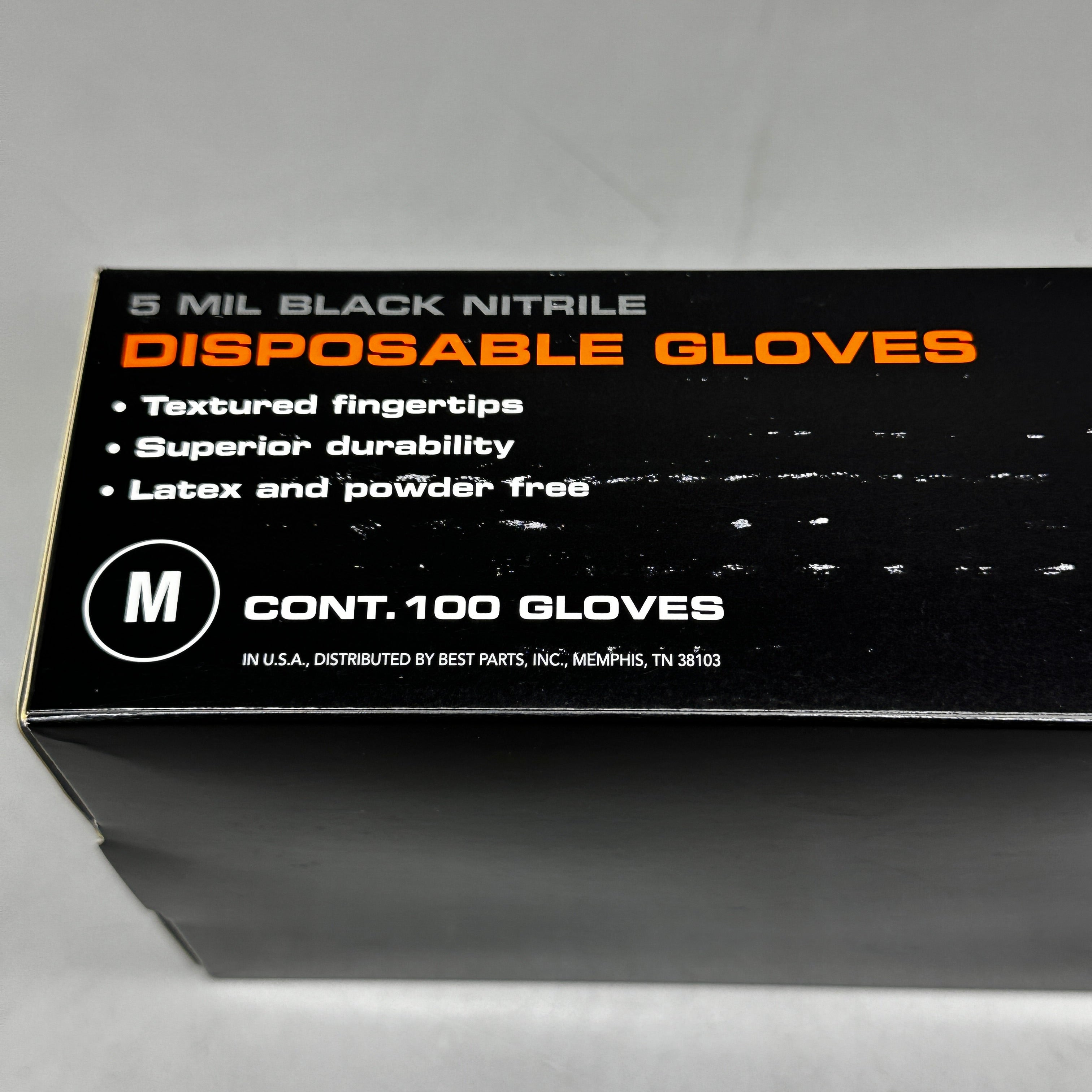 AUTOWURKS (100 PACK) Black Nitrile Disposable Gloves Size: Medium MKL-000M