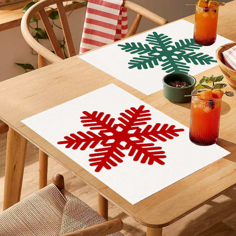 Christmas snowflake print placemat Christmas party decoration table mat living room dining table insulation mat