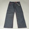 KAYDENK Raw Loose Fit Unwashed Denim Contrast Stitch Jean Men SZ 30/30 Black/Red