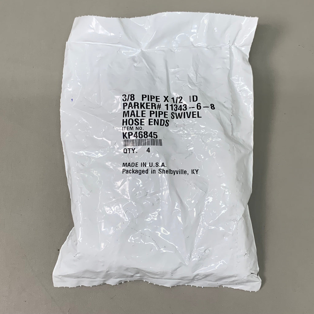 PARKER (4 PACK) Hydraulic Hose Male Pipe Swvl Hose Ends 3/8" x 1/2" Steel KP46845