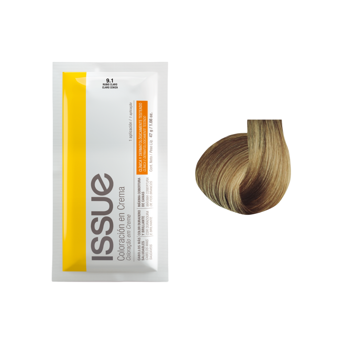 Issue Coloración en Crema Hair Color Kit #9.1 Very Light Ash Blonde (1.66oz)