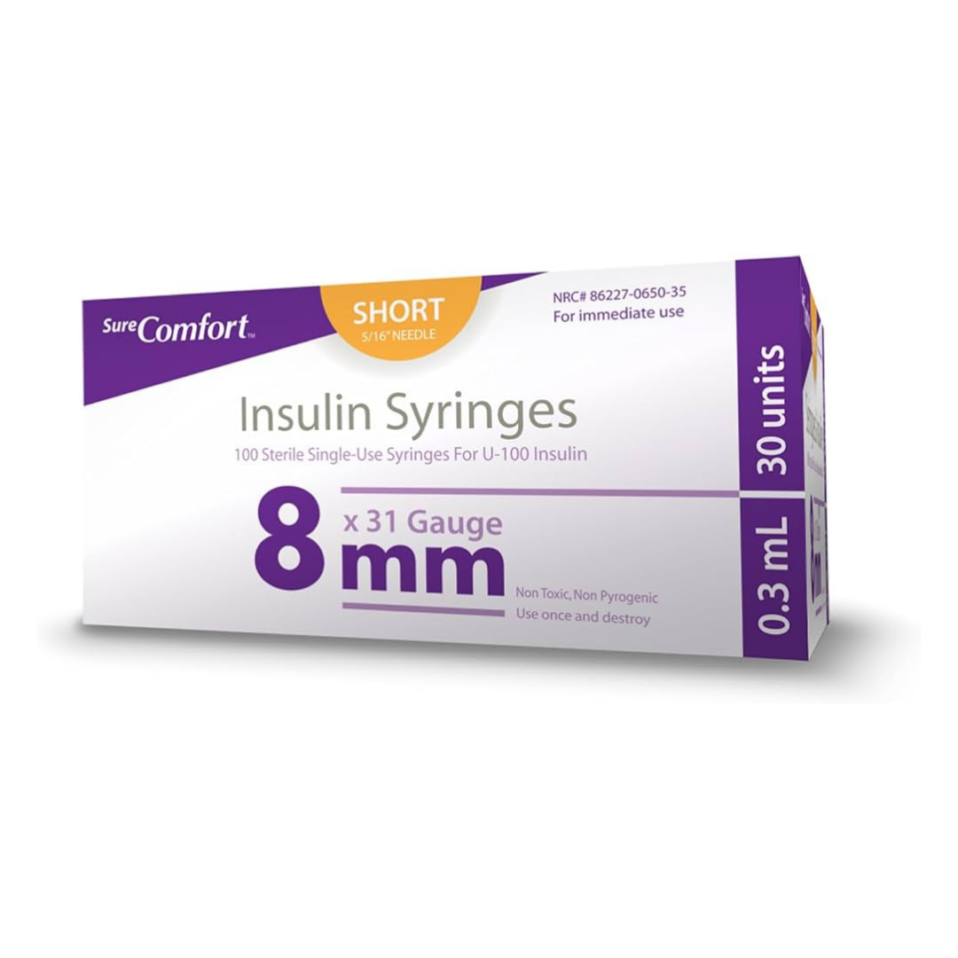 Sure Comfort Insulin Syringes 31G 0.3cc 5/16" (100 ct)