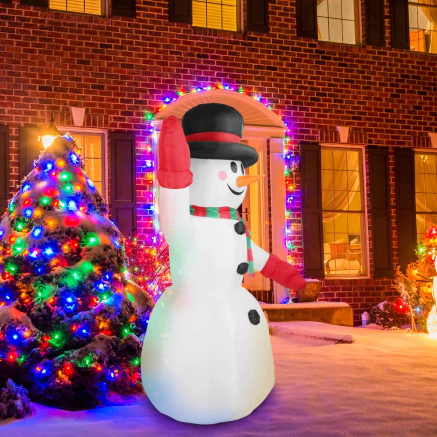 7.9ft Christmas Inflatable Giant Snowman Blow Up with LED Lights Hat Scarf