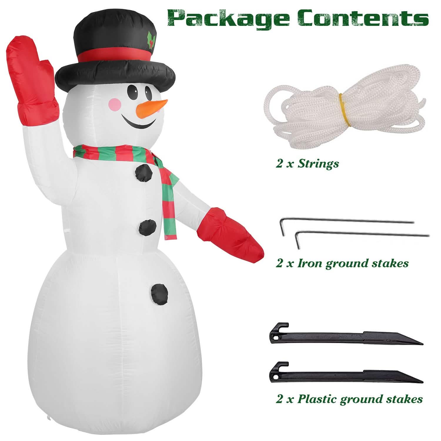 7.9ft Christmas Inflatable Giant Snowman Blow Up with LED Lights Hat Scarf