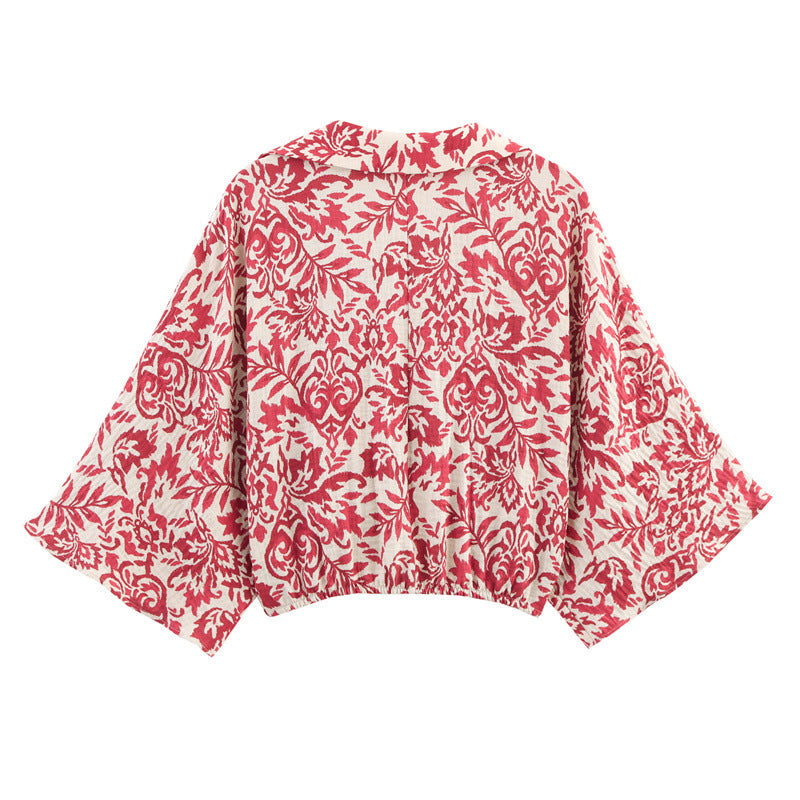 Style Women's Fashion Casual Printed Long Sleeve Top and Wide Leg Pants