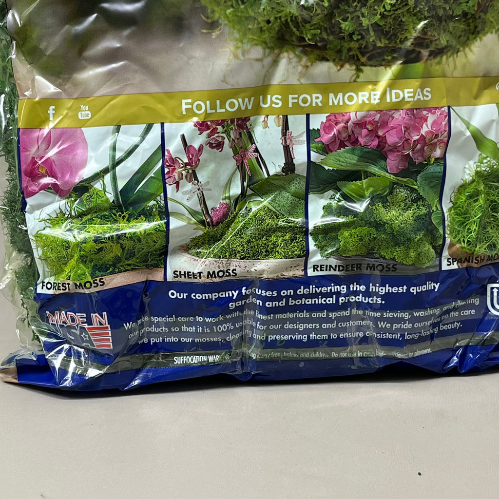 SUPER MOSS Long-Lasting Washed Preserved Reindeer Moss 326 Cubic inches Basil