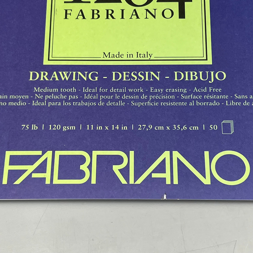 FABRIANO I264 Drawing Paper Pads 11" x 14" ITALY 50 Sheets White