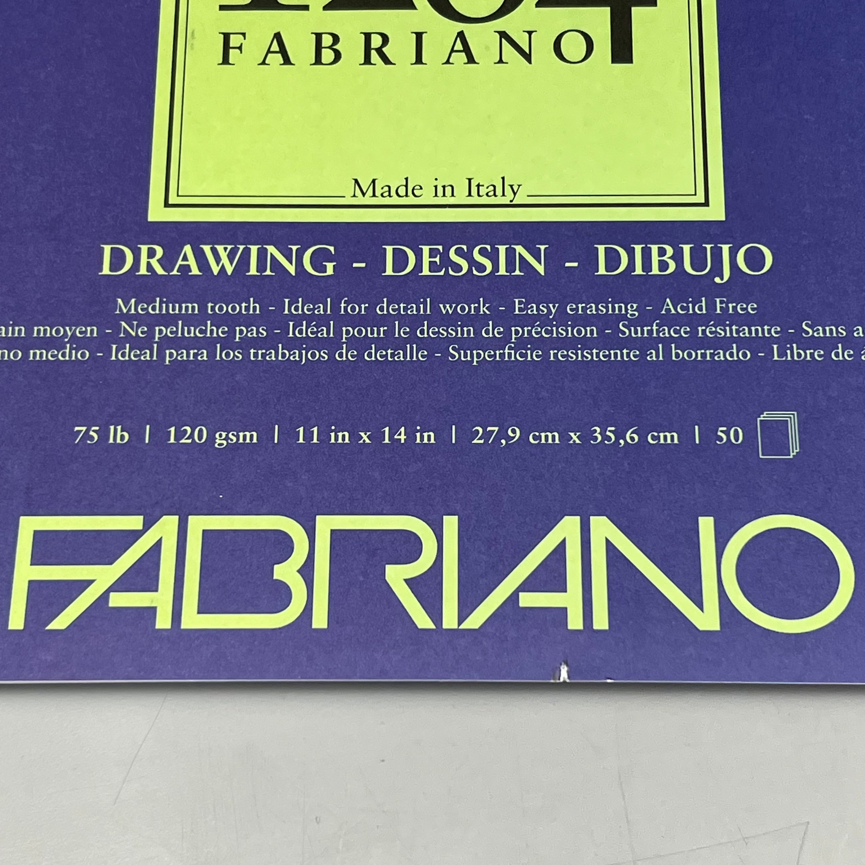 FABRIANO I264 Drawing Paper Pads 11" x 14" ITALY 50 Sheets White