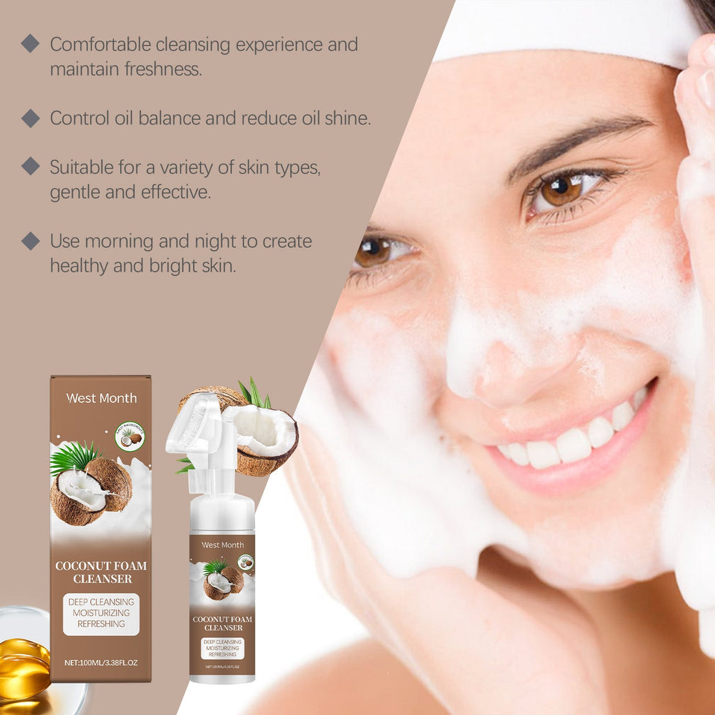 West&Month Coconut Foam Cleanser Gentle Pore Cleanser Refreshing Moist Cleanser