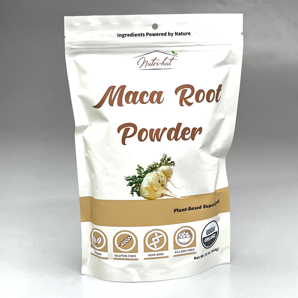 NUTRI-HUT Organic Maca Root Powder 16 oz Vegan, Non-GMO, Gluten Free BB 07/25
