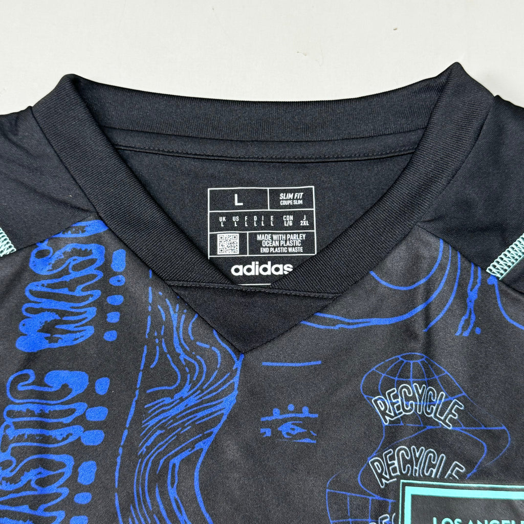 LAFC Los Angeles FC ADIDAS One Planet Soccer Jersey Women’s Sz L Black / Blue