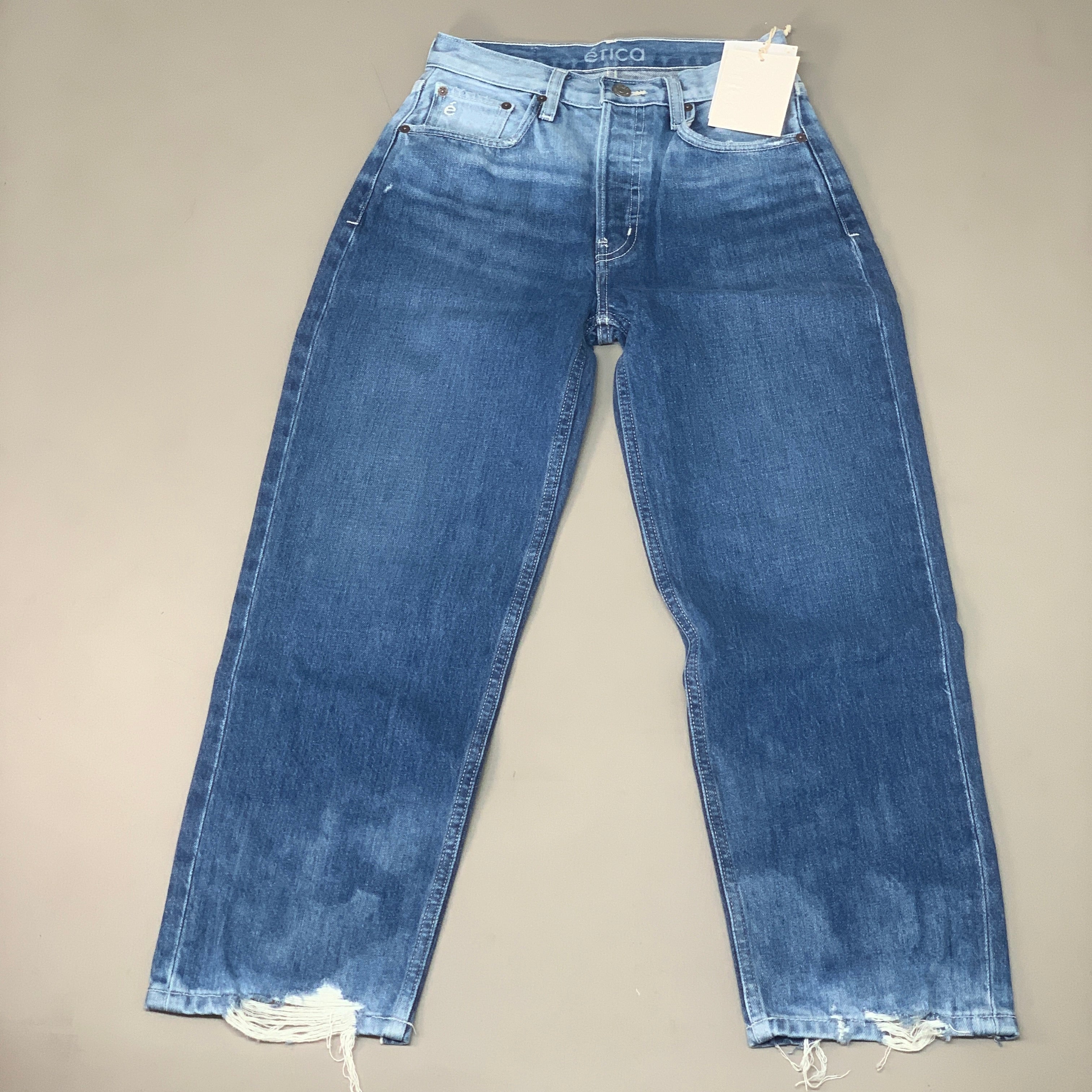 ETICA Tyler Vintage Straight Crop Jeans 100% Cotton Shipwreck Size 26 EW178114A