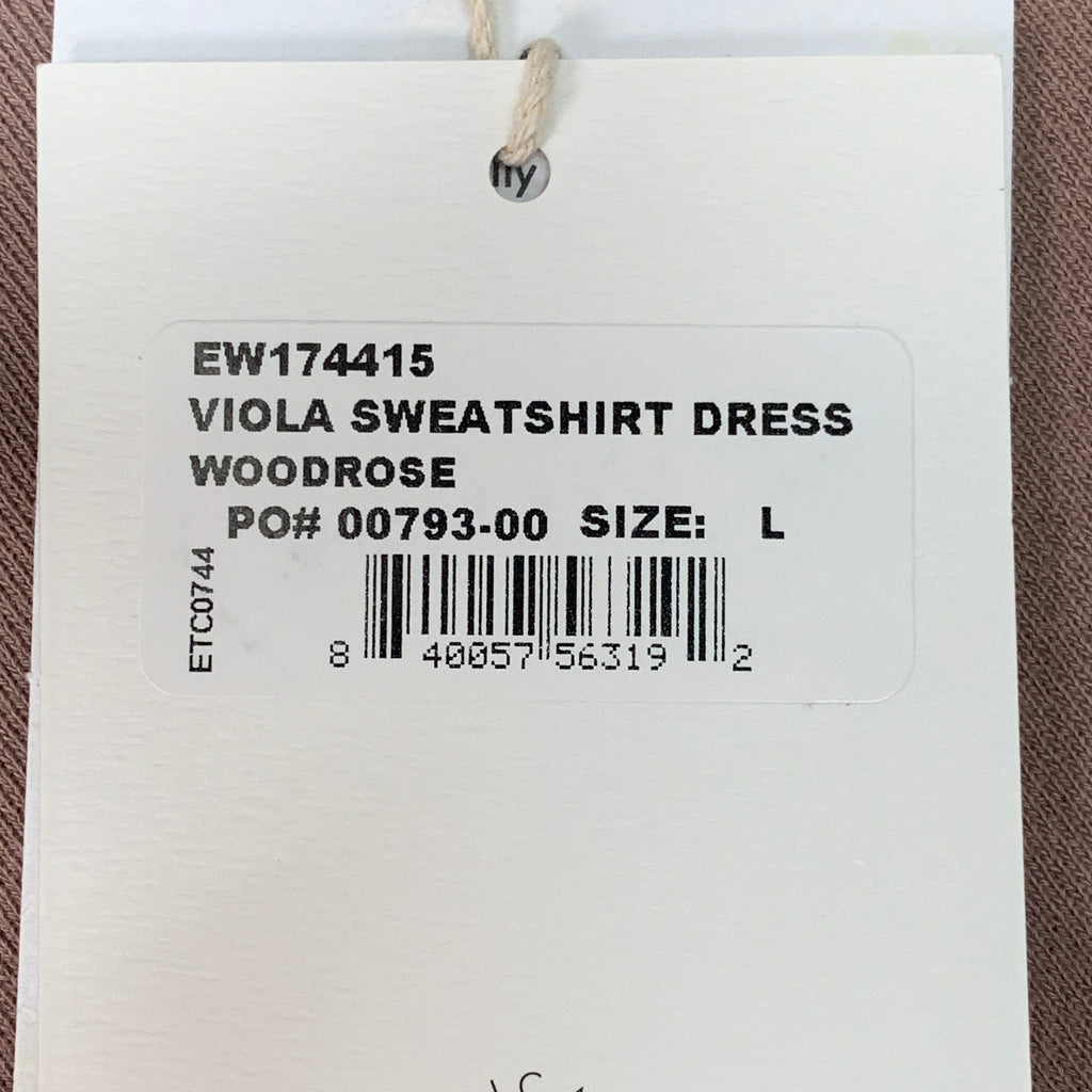 ETICA Viola Sweatshirt Dress Pleated Drop Shoulder Wood Rose Size Large EW174415