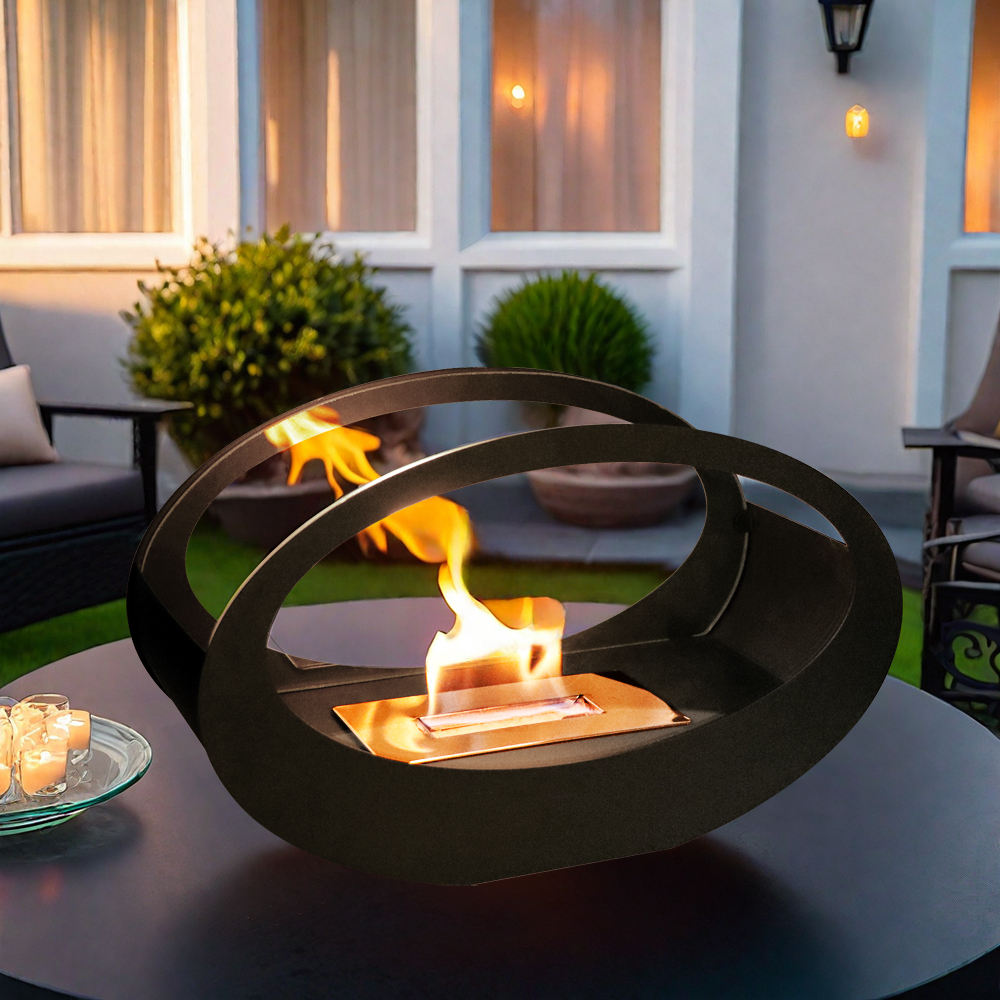 Alcohol fireplace real fire cruise ship oval glass tabletop fireplace metal storm heating wall