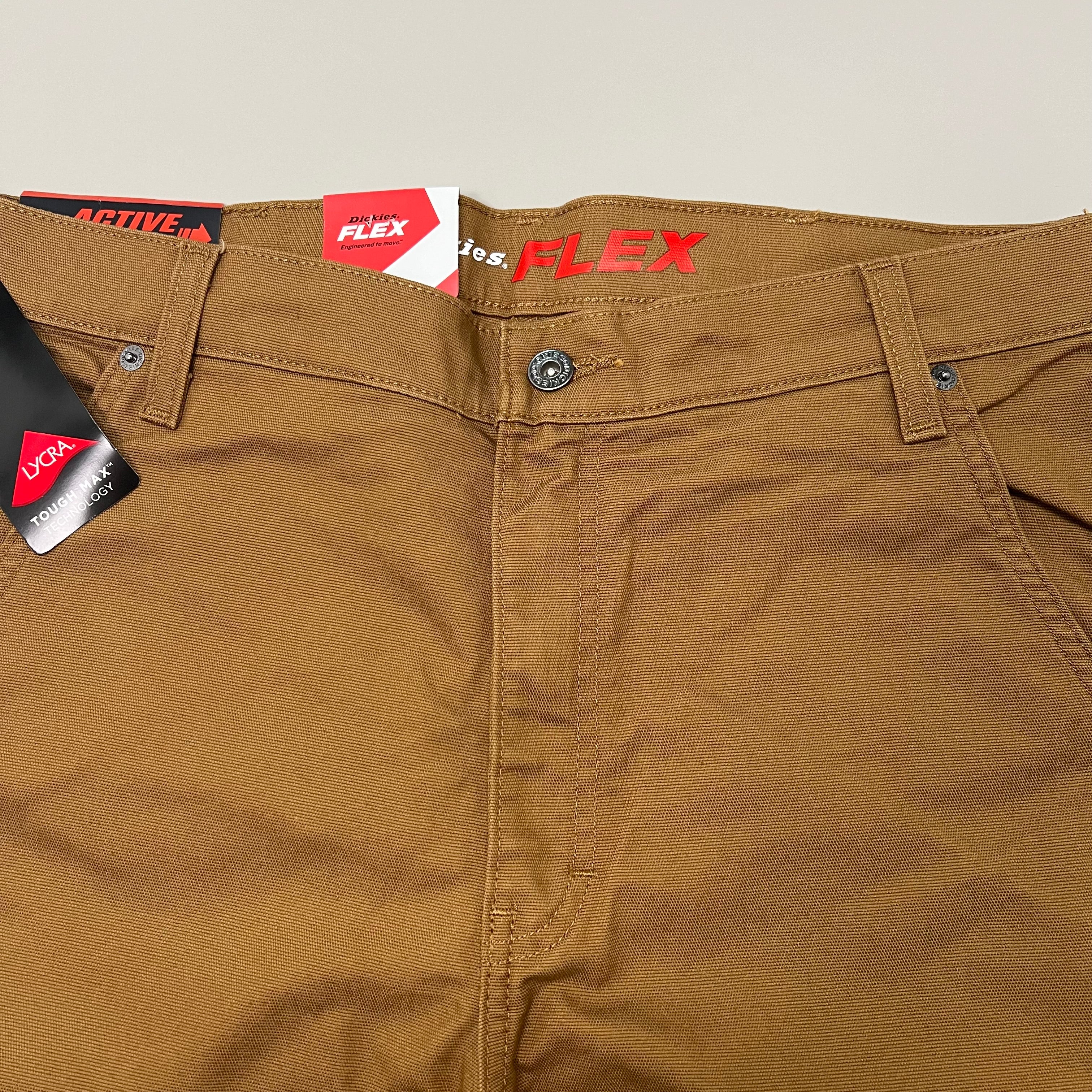 DICKIES Flex Regular Fit Double Knee Pant Men's Sz 36X34 Stonewashed Brown Duck