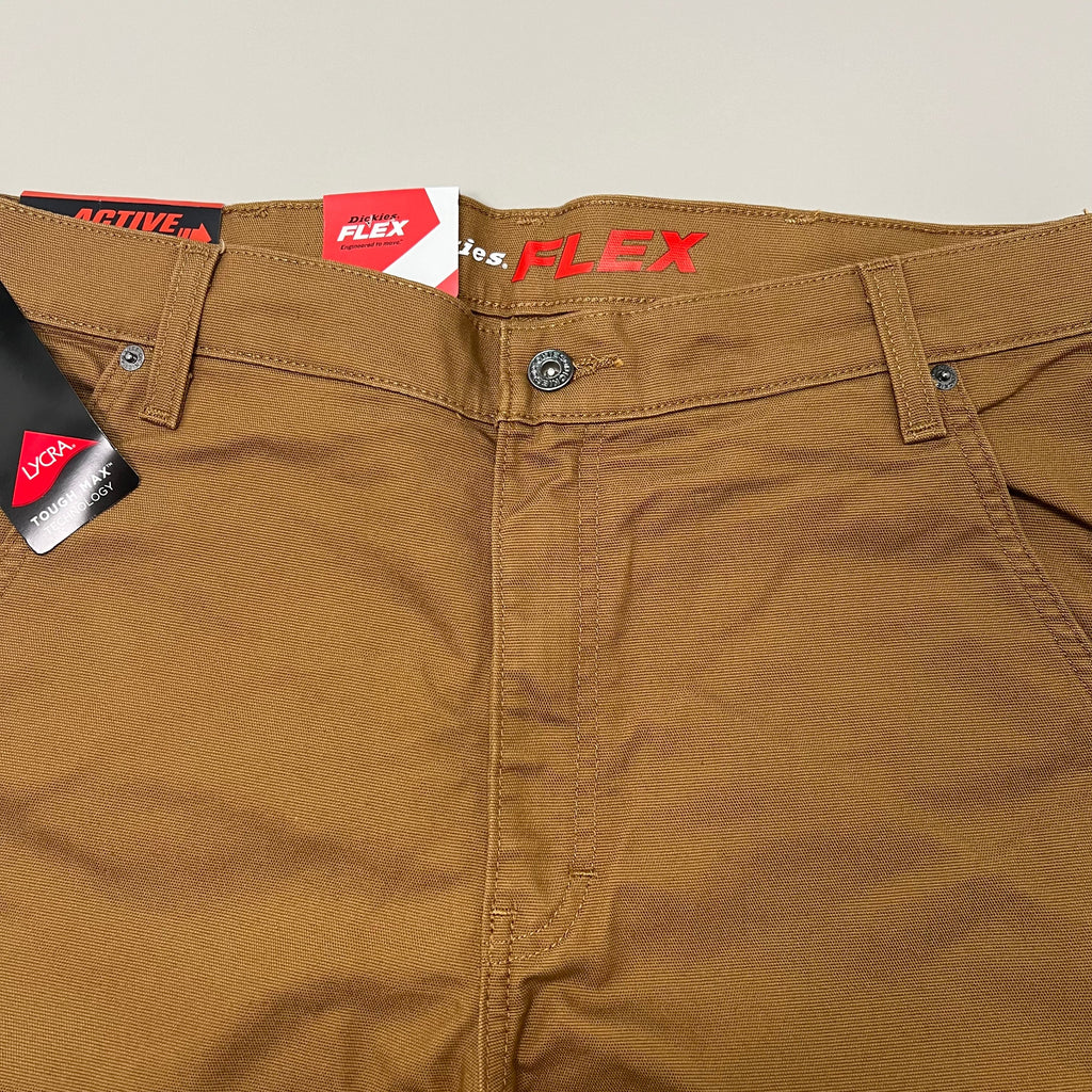 DICKIES Flex Regular Fit Double Knee Pant Men's Sz 38X34 Stonewashed Brown Duck