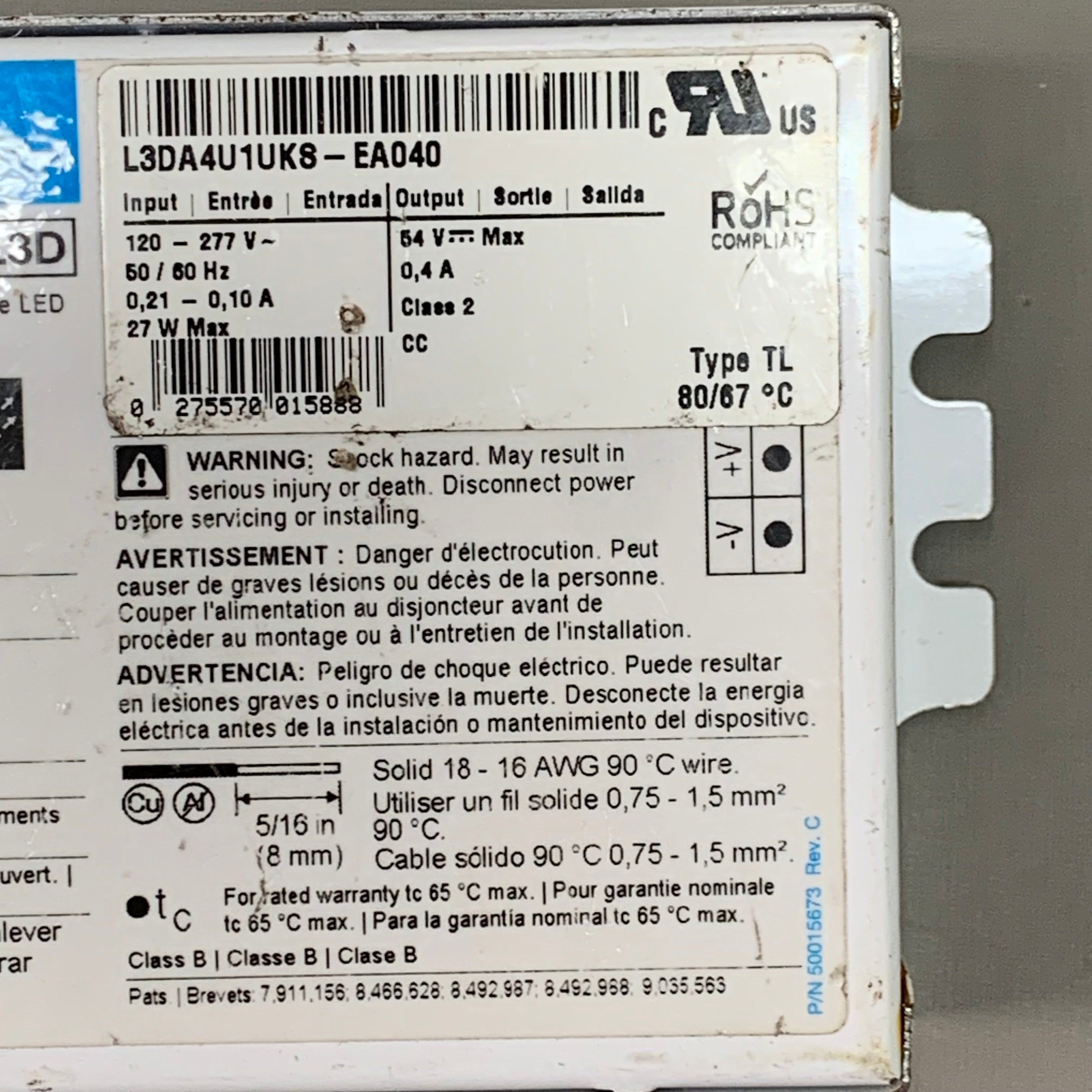 LUTRON Hi-Lume LED Driver & Power Supply LU00673 5" x 3" White 00673