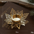 Christmas Golden Iron Candlestick Desktop Decoration Christmas Day Snowflake Decorations Table Arrangement