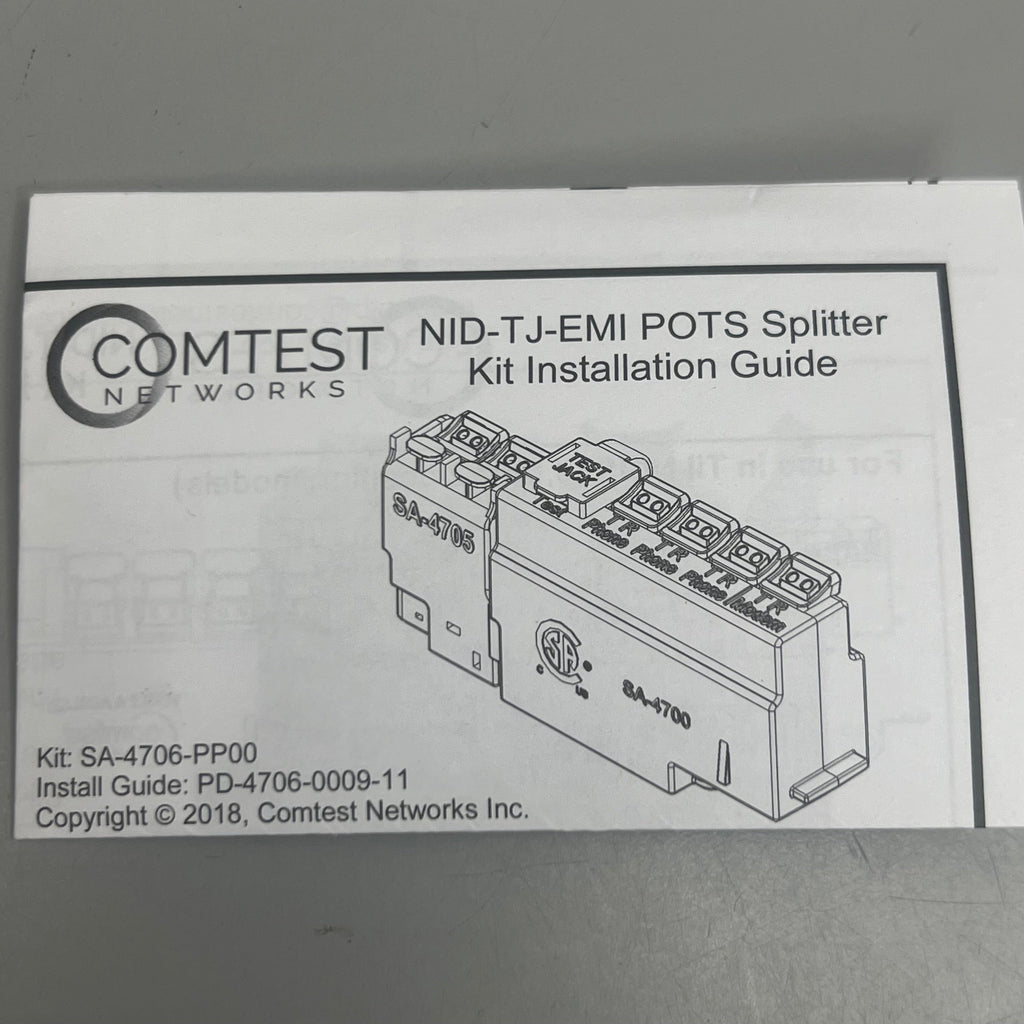 COMTEST Networks NID-TJ- EMI POTS Splitter Kit SA-4705