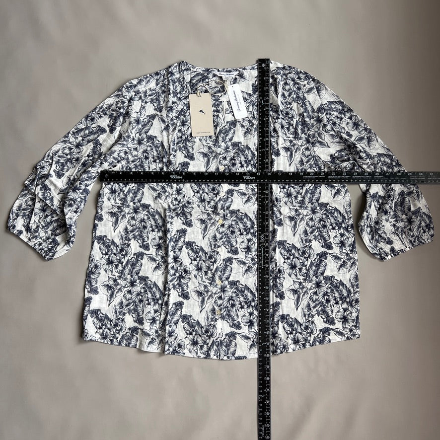 TOMMY BAHAMA Women's Tulia Blooms Top 3/4 Sleeve Coconut Size L (New)