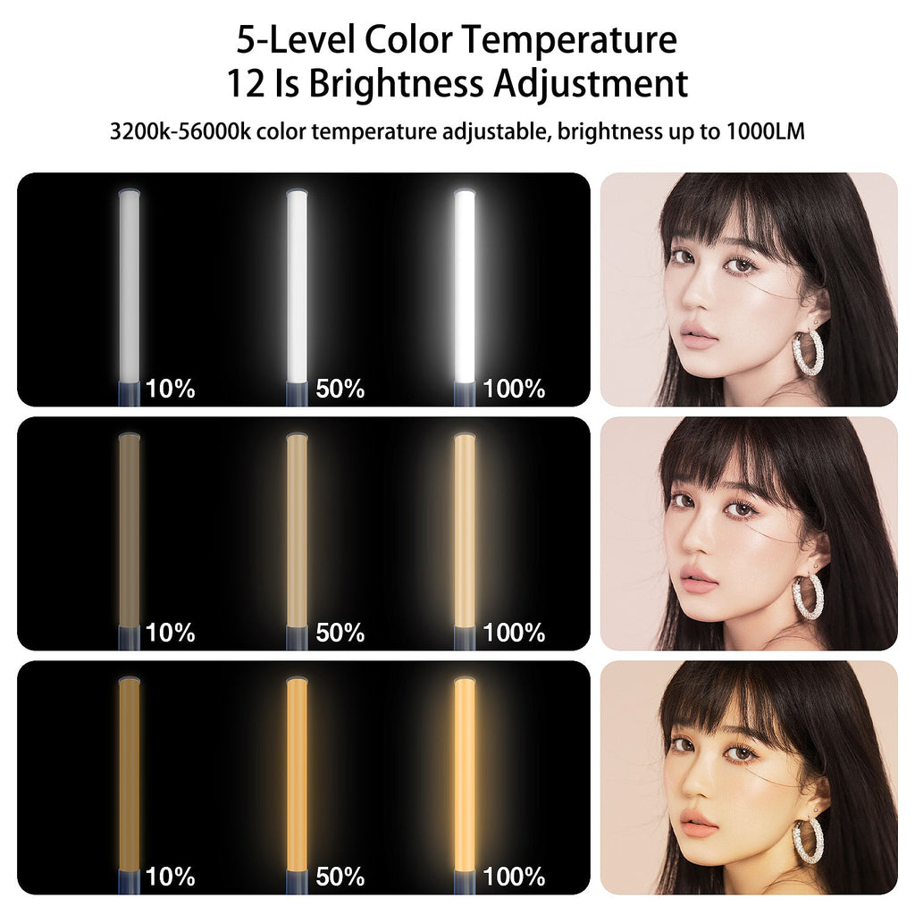 RGB Colorful LED Stick Fill Light Handheld 3200K-5600K LED Flash Light stick Speedlight Photographic Lighting