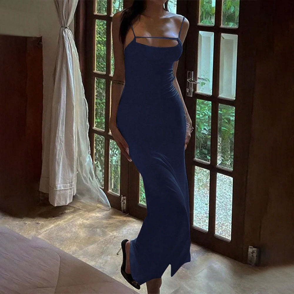 Sexy backless design dress long skirt