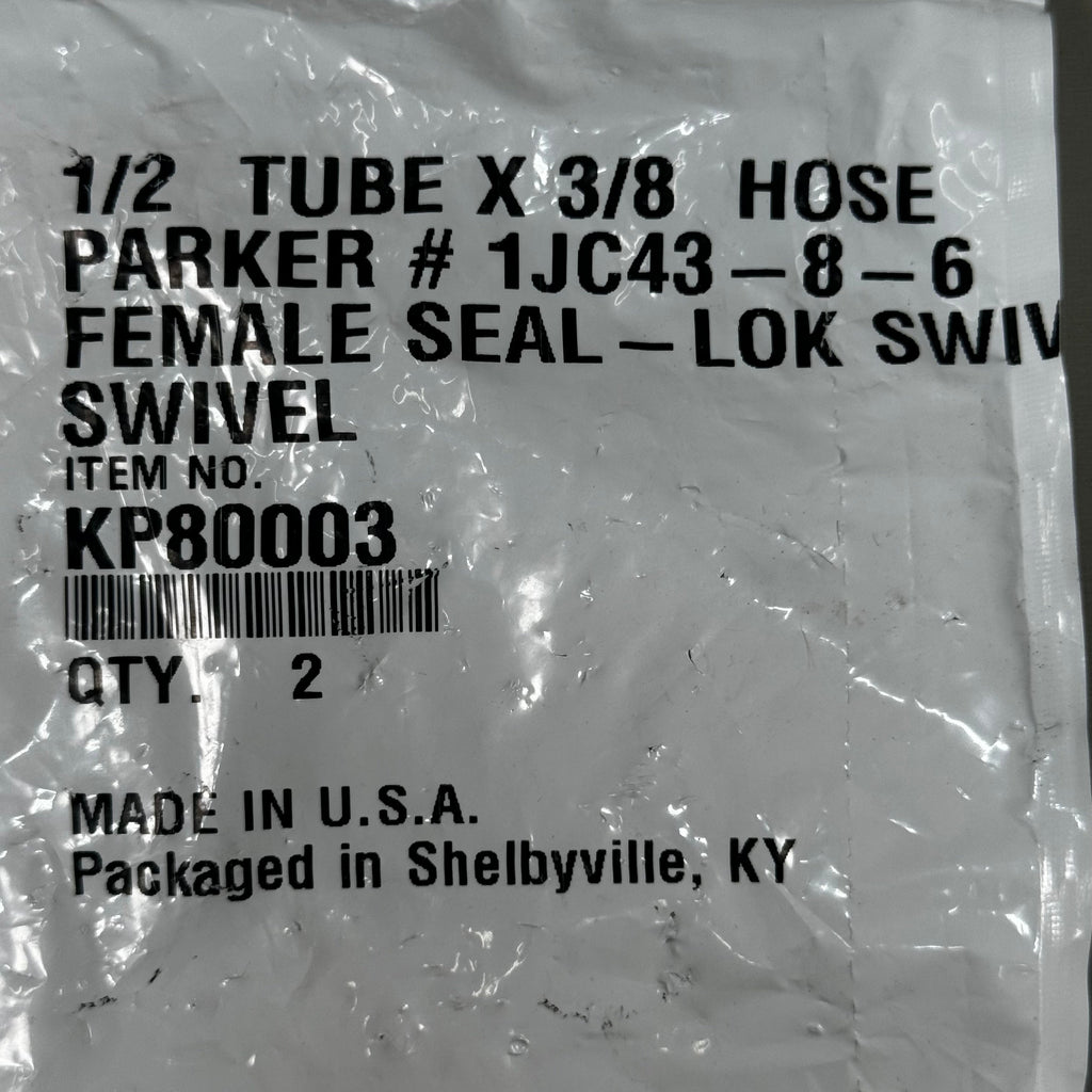 PARKER (2 PACK) Hydraulic Hose Female Seal-LOK Swivel 1/2" x 3/8" Steel KP80003