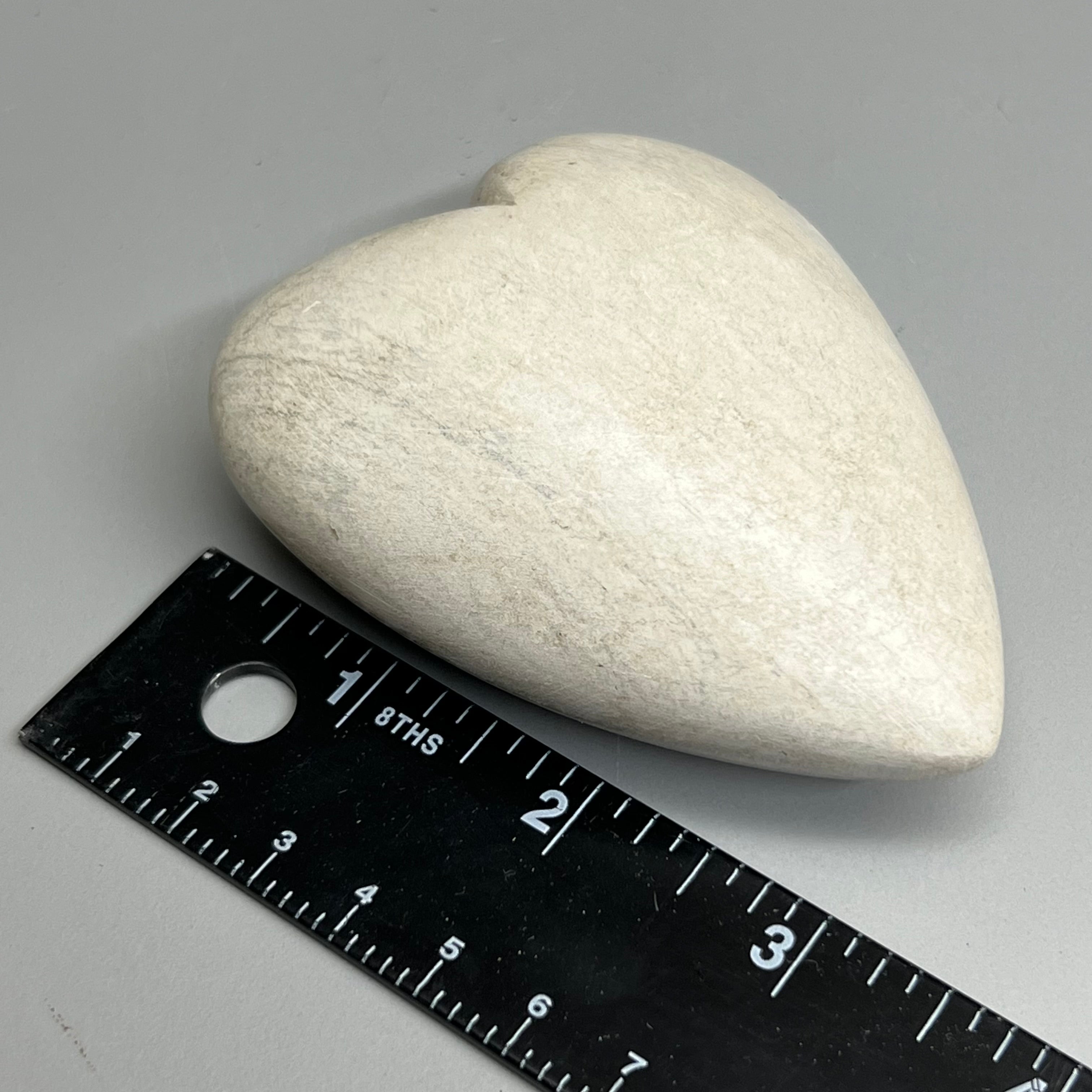 KALALOU SET OF 6 HAND CARVED STONE HEART IN WHITE A5742