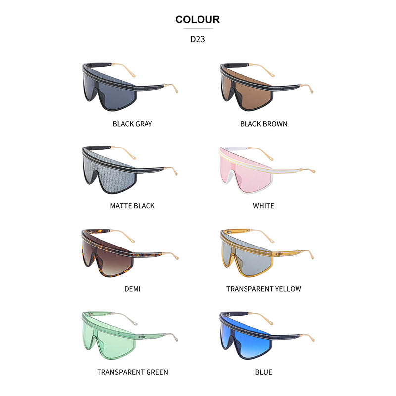 Personalized Large Frame One-Piece Lens Sunscreen Sunglasses For Women High Sense Windproof Ins Sunglasses