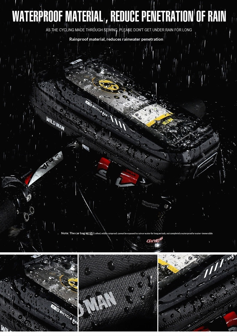 Bicycle Touchscreen Front Frame Bag Phone Case With Double Zippers Cycling Bike Accessories Bike Bag Bike Phone Bag Bike Pouch Bicycle Front Frame Bag Waterproof Top Tube Handlebar Bag Bike Phone Mount Bag Cycling Storage Bag
