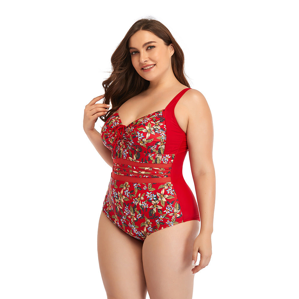 One-piece Swimsuit Plus Size Printed European And American Sexy Retro Swimsuit