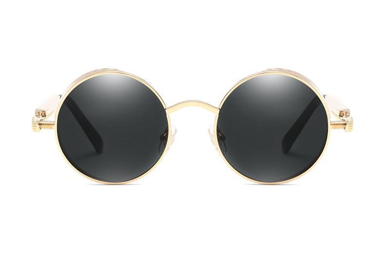 Luxury Popular Retro  Gothic Steampunk Polarized Men and  Women Brand Designer Vintage Round High Quality Metal Frame Sunglasses With UV400 Protection
