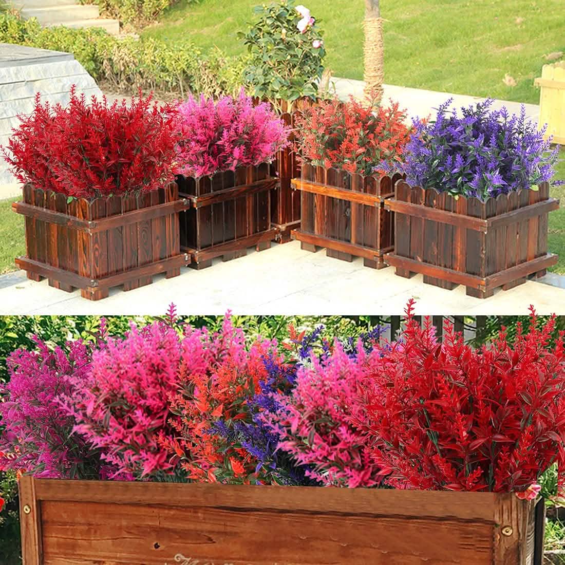 8 Bundles Artificial Lavender Plastic Flower Decorations