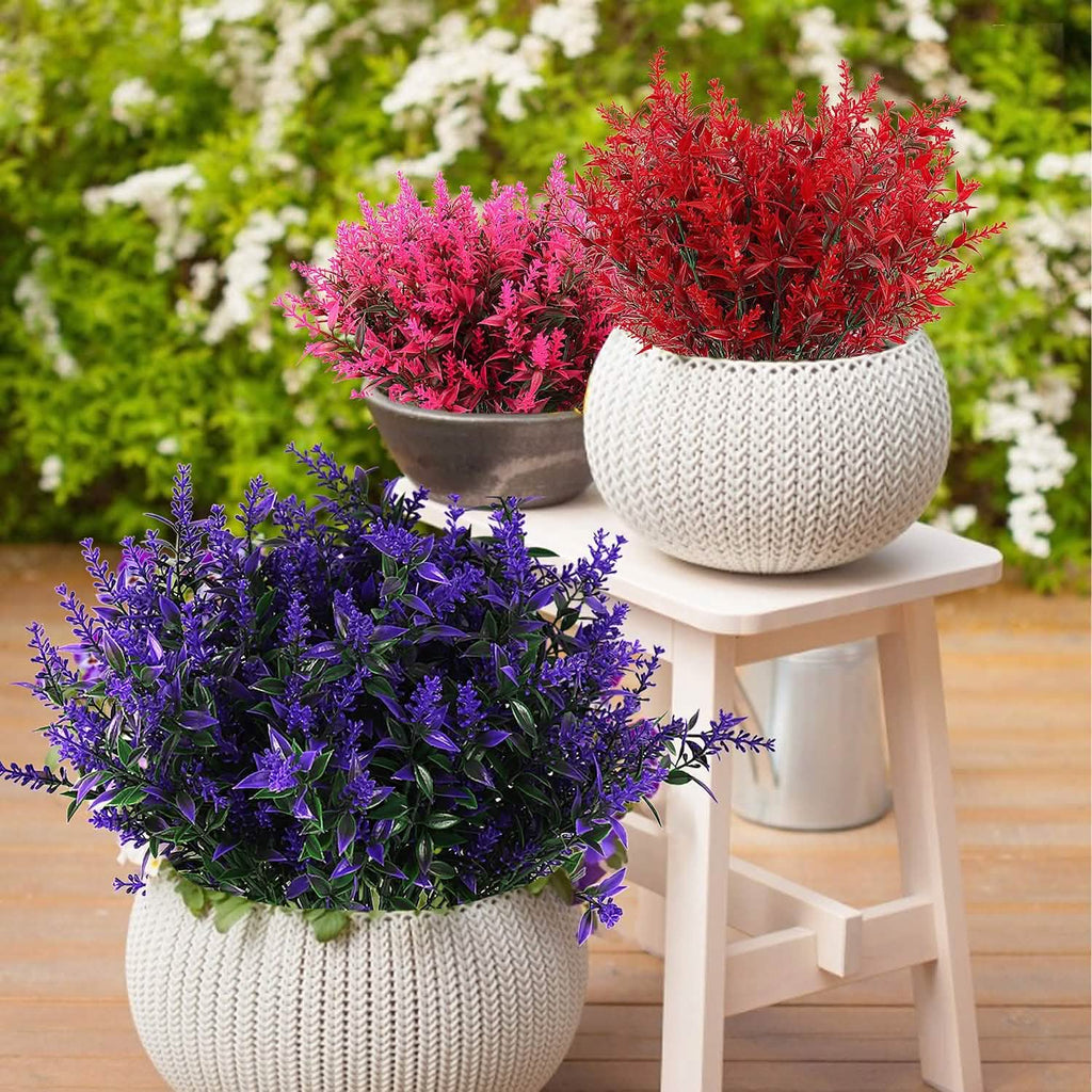 8 Bundles Artificial Lavender Plastic Flower Decorations
