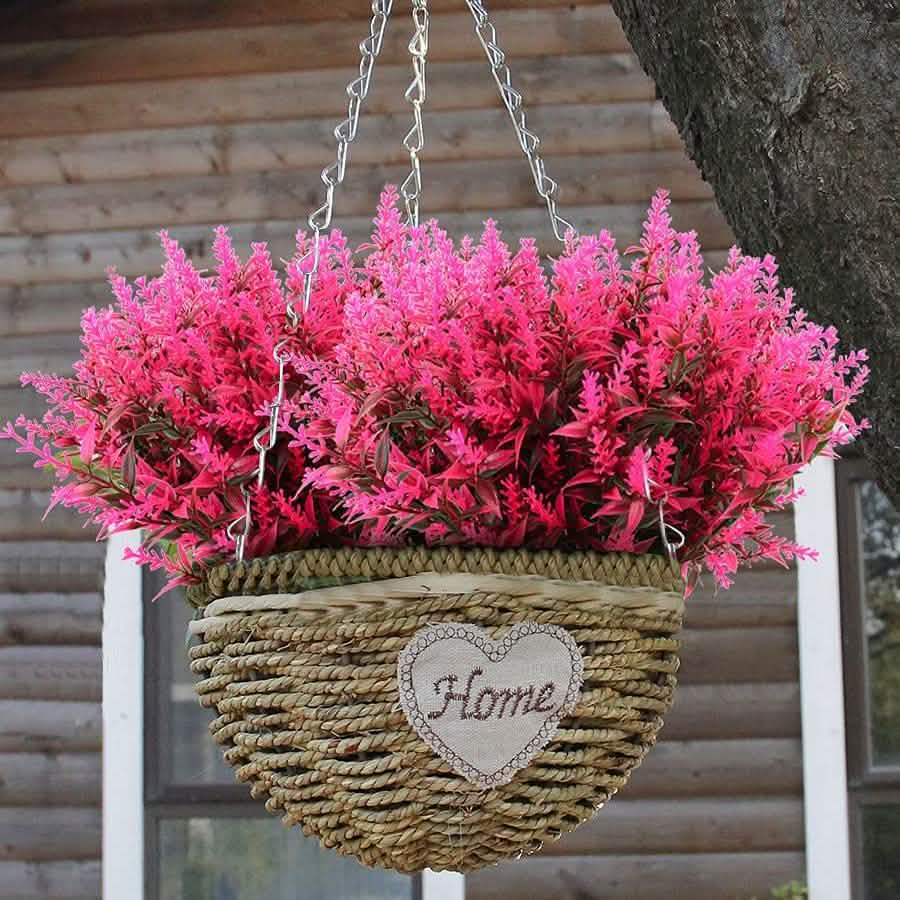 8 Bundles Artificial Lavender Plastic Flower Decorations