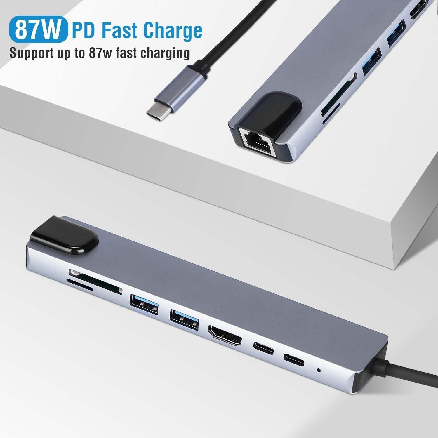 8-in-1 USB Hub Adapter with Ethernet