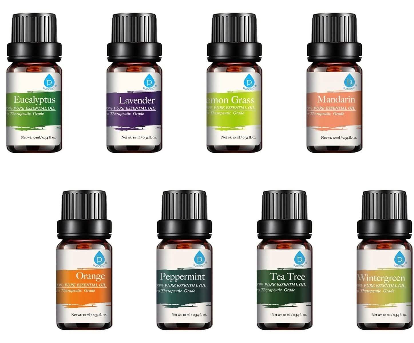 8-Pack: Pursonic 100% Pure Aromatherapy Essential Oils Set