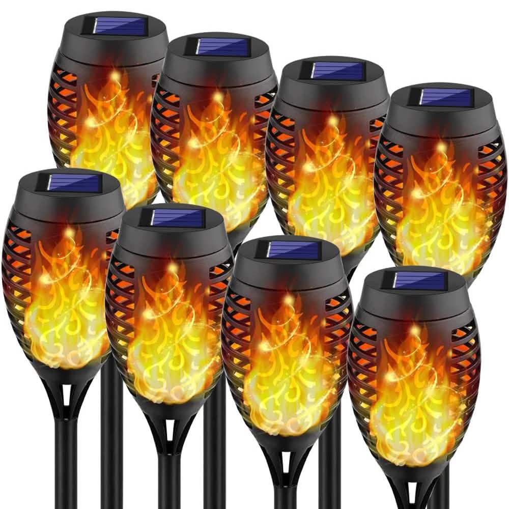 8-Pack: Solar Torch Light with Flickering Flame