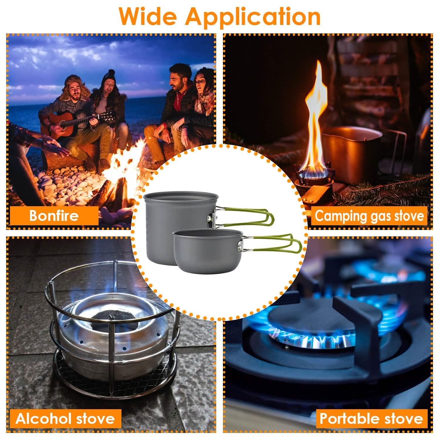 8-Piece: Camping Cooking Ware Set