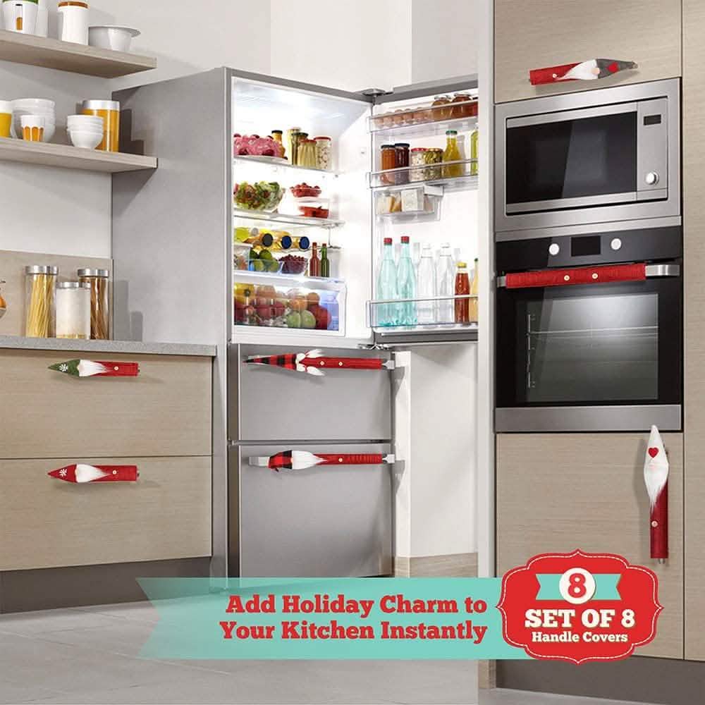 8-Piece: Gnome Christmas Refrigerator Handle Covers Set