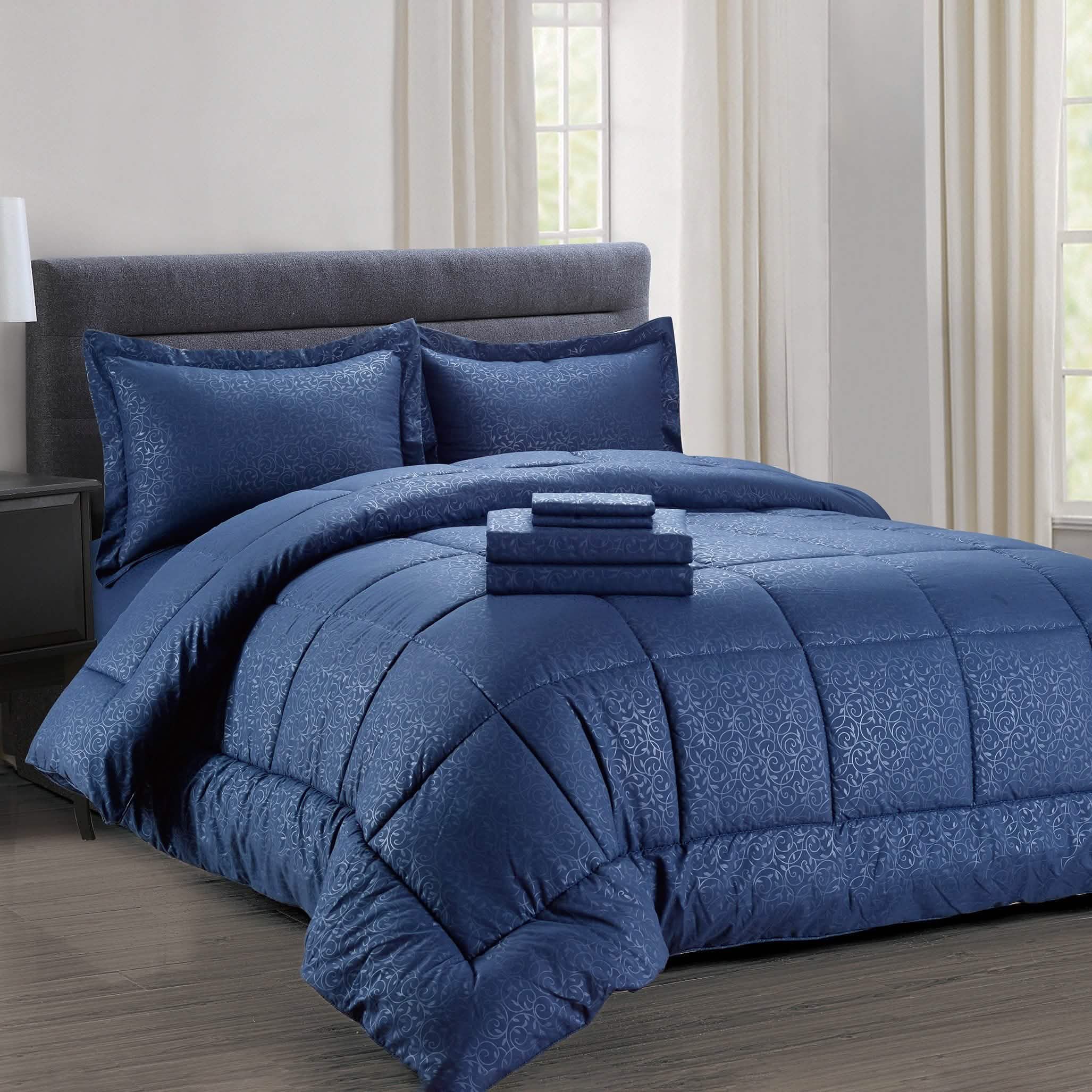 8-Piece: Plazatex Vine Microfiber Comforter Bed in A Bag Set