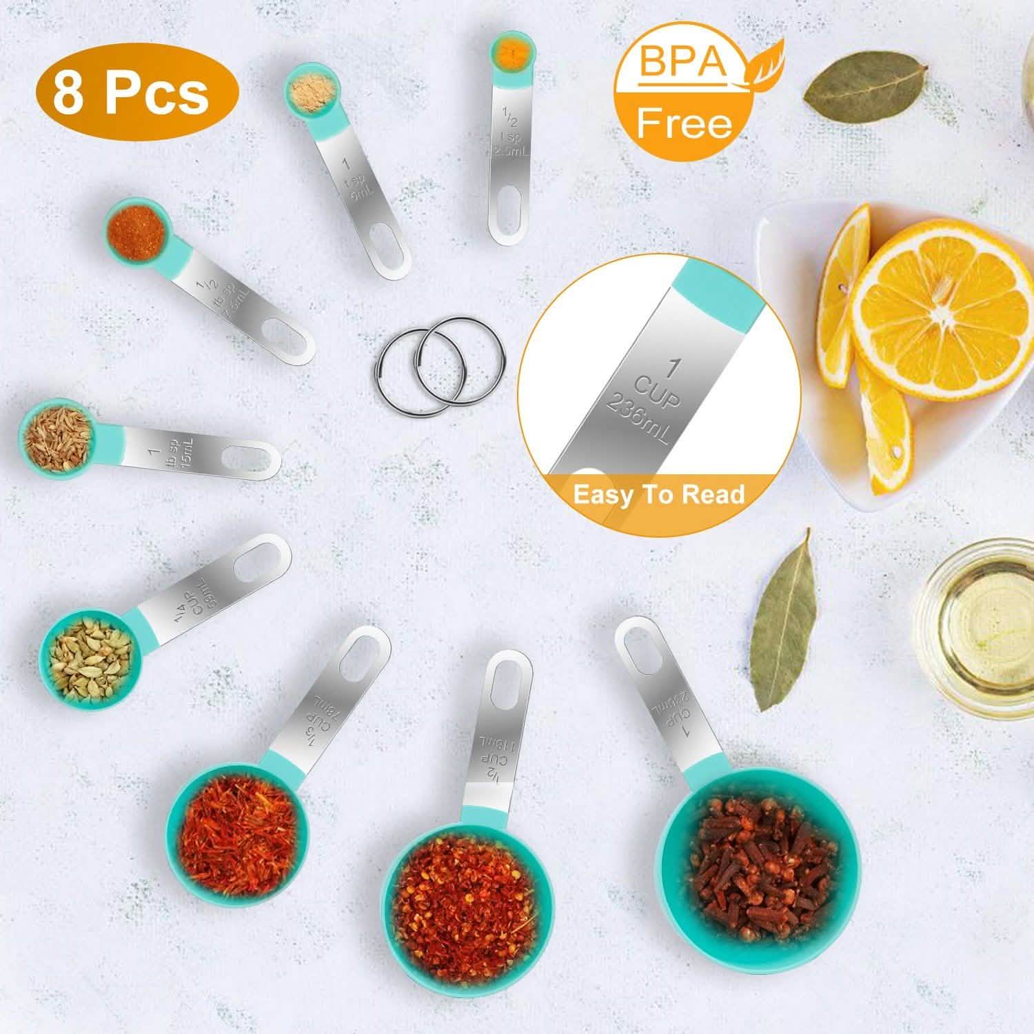 8-Piece Set: Plastic Measuring Spoon Cups