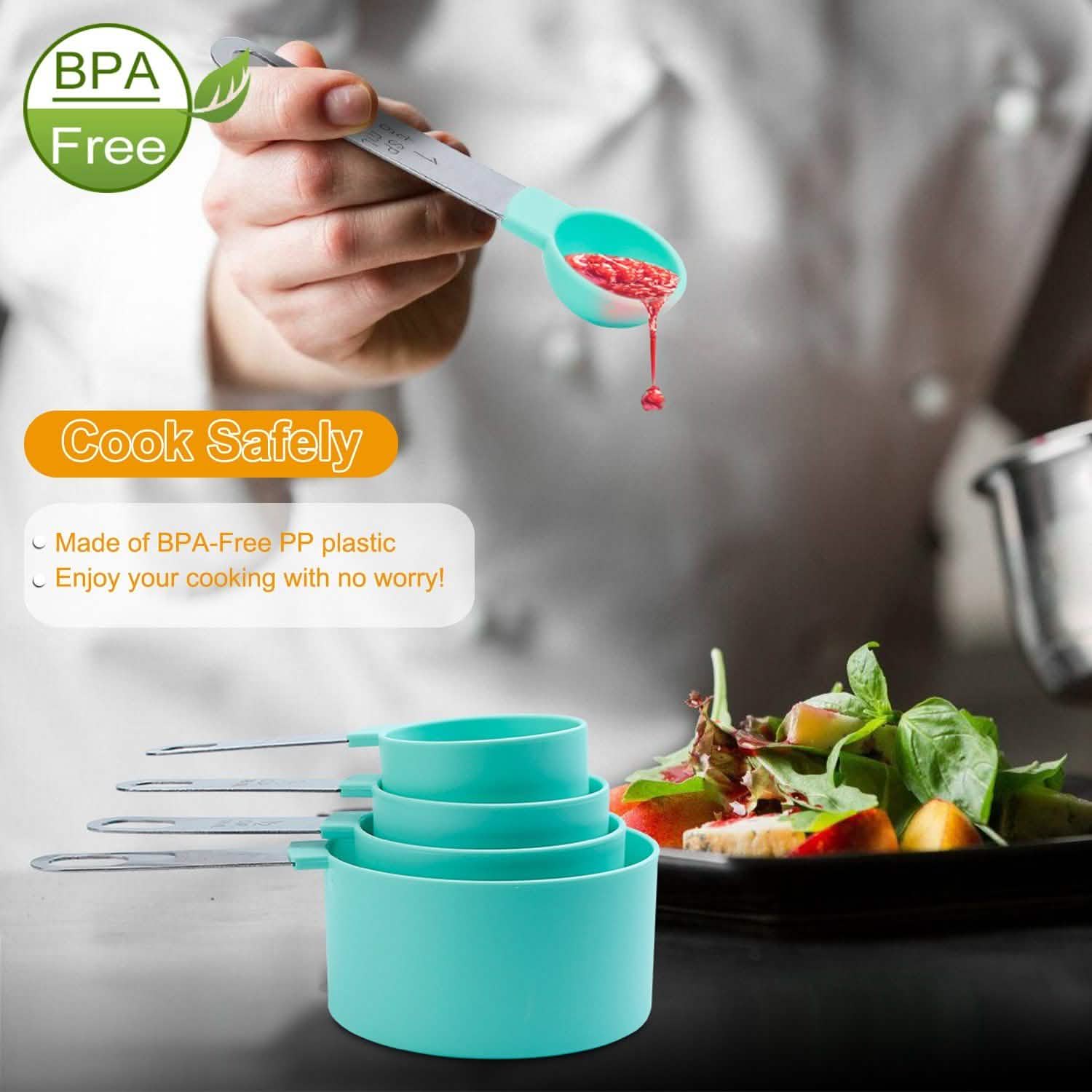 8-Piece Set: Plastic Measuring Spoon Cups